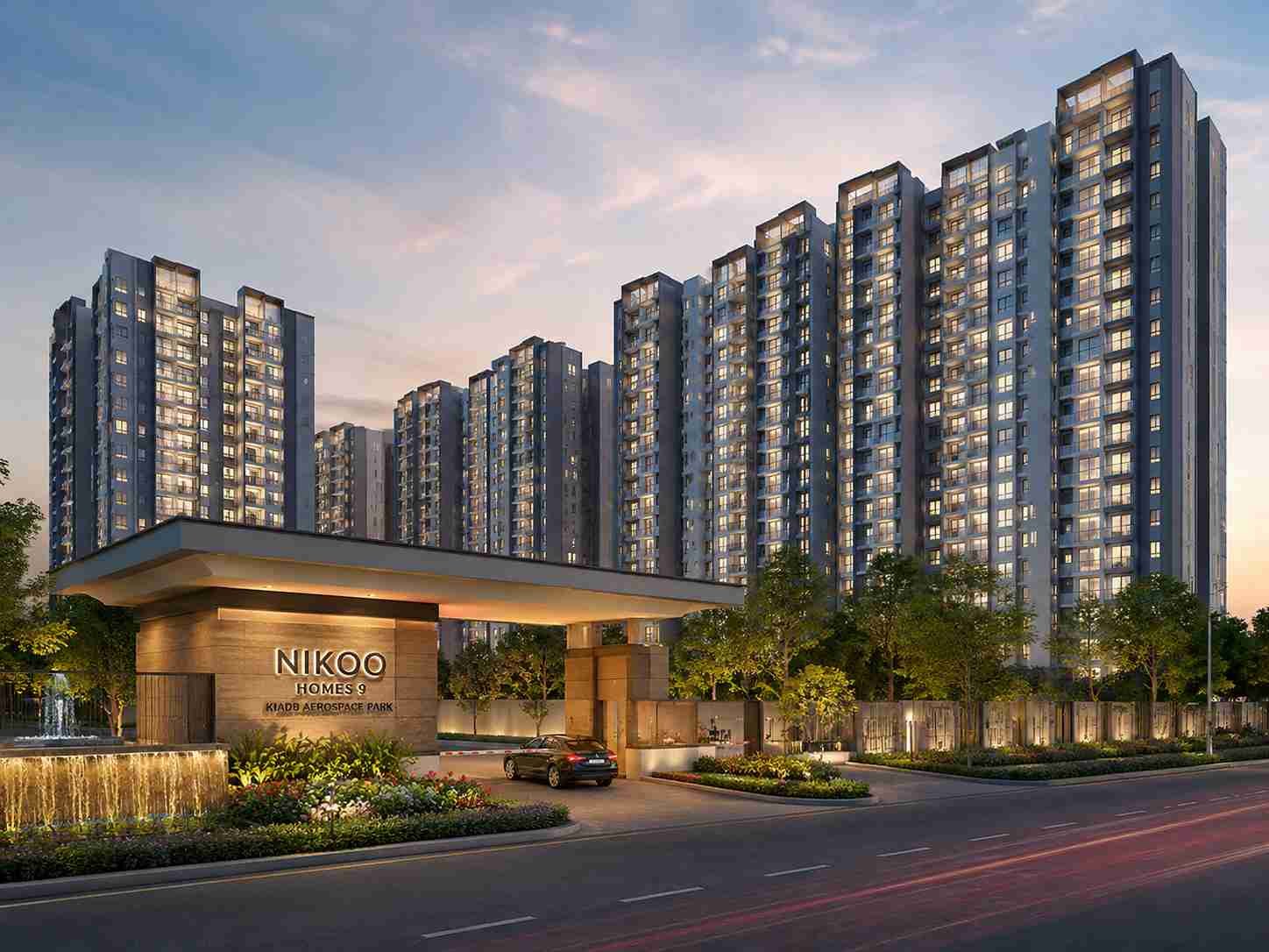 Nikoo Homes 9 KIADB exterior view and residential towers